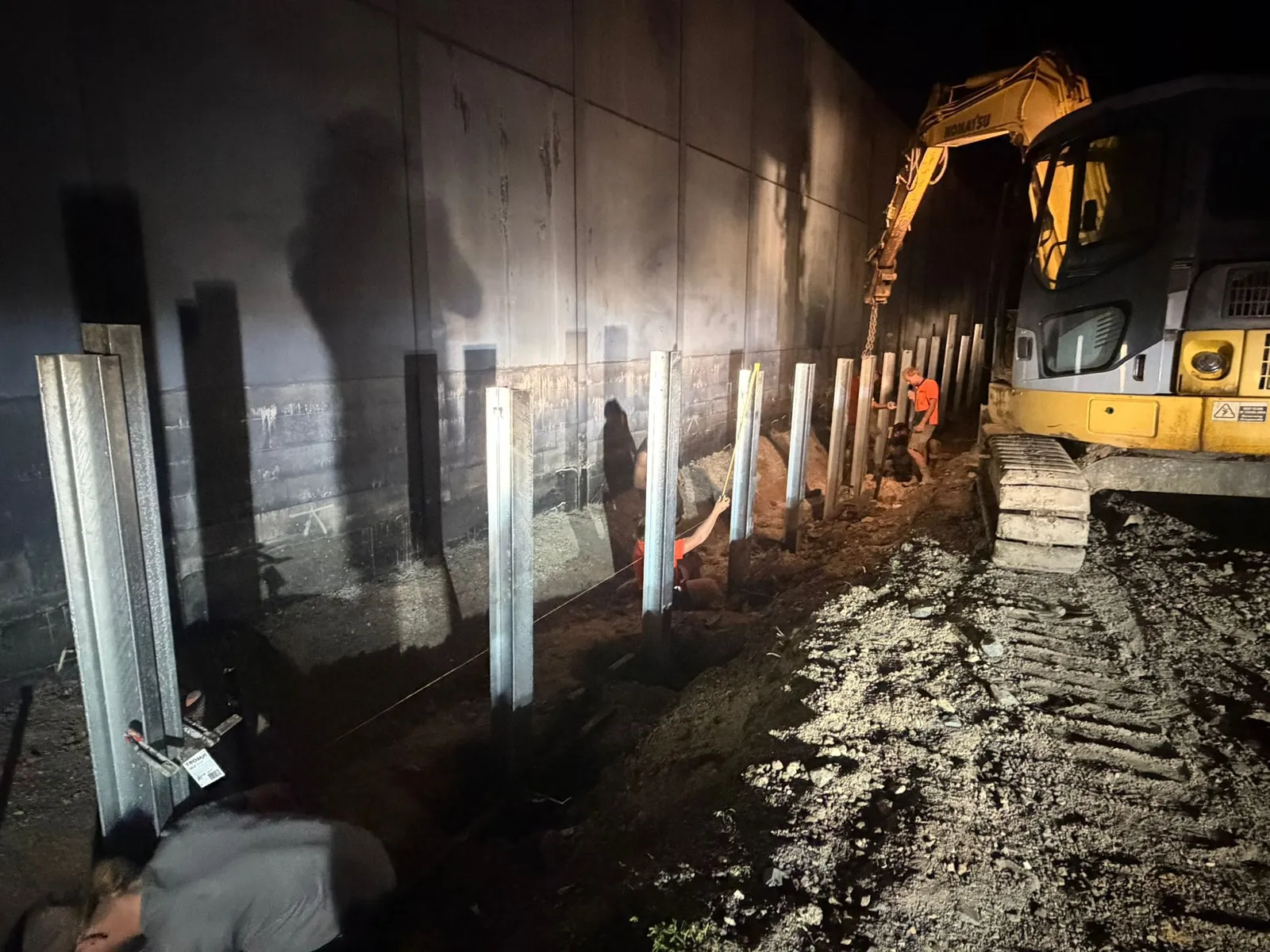 SuperSleeper wall with drainage and excavation work
